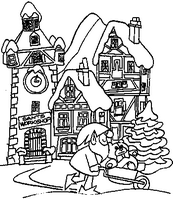 coloriage le village du pere noel